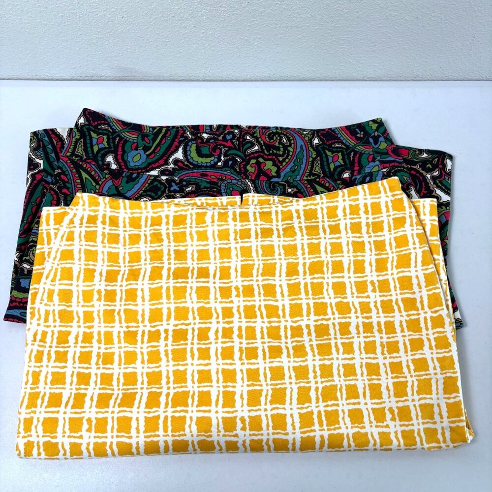 Talbots Pencil‎ Skirt Womens Size 10 Yellow Check Paisley Lined Lot of 2 Skirts